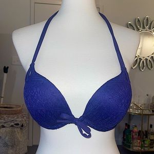Victoria’s Secret 34B blue lace push-up bikini top